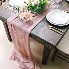 Our New Blush Color Chiffon Makes For A Beautiful Runner Event Planner Jubileelau Floral Wedding Table Linens Wedding Table Pink Dusty Rose Wedding Colors