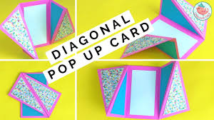 Open the card with the tab and apply a little glue to the bottom of the tab. Diagonal Pop Up Card Tutorial Card Making Handmade Cards Youtube