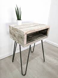 Rustic Bedside Table Noa Made Of Reclaimed Timber Natural Retro Side Table Rustic Bedside Table Wood Bedside Table