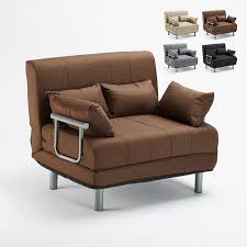 The back cushion is fully detachable, able to be used as a twin sleeper chair and a half futon: Fabric Folding Sofa Bed Armchair Deborah Twin Colour Brown Pu686texm