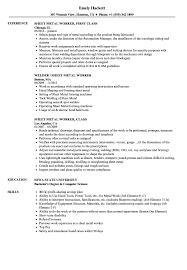 Sheet Metal Worker Resume Samples Velvet Jobs