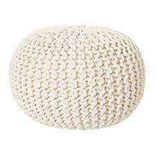 Curtains, slipcovers, lamps, fans, valances, fireplaces, mirrors Living Co Hand Knitted Pouf Cream Cream The Warehouse