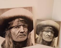 Wood Carved Feelin Willie Lucky, Willie Nelson, Carved Willie Sign