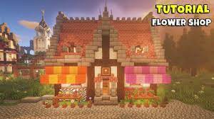Minecraft Flower Shop Tutorialㅣ Medieval Town 27 Youtube Minecraft Flower Shop Minecraft Shops Minecraft Flower