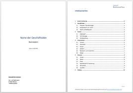 Inhaltsverzeichnisse bieten dem leser eine orientierung über den inhalt eines dokuments und befinden sich entweder am anfang oder am ende eines die erstellung eines inhaltsverzeichnisses ist in word ziemlich einfach, wenn die entsprechenden vorarbeiten gemacht wurden. Businessplan Erstellen Kostenlose Word Vorlage Leitfaden