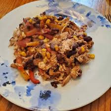 0 point dinner! 21lbs down in 50 days! 2 chicken breasts shredded 2 cans  black beans rinsed 1 can sweet corn 1 can Italian style diced tomatoes Red,  yellow, orange bell peppers