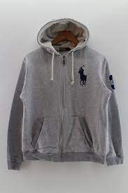 Polo Ralph Lauren Hoodies Full Zipper Unisex Medium Polo Sweatshirt Grey Big Pony Logo Size M Hoodies Sweatshirts Polo Sweatshirt
