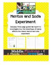 Chemical And Physical Changes Lab Mentos And Soda Lab Chemical And Physical Changes Physical Change Middle School Survival