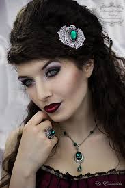 Emerald Green Gothic Hair Clip: Victorian Silver Barrette