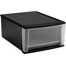 Metal frame with 10 sliding plastic drawers. Stackable Plastic Storage Drawers Black In Storage Drawers