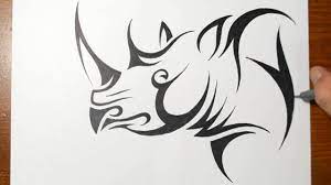 Tribal animals clip art content_block technical specifications: How To Draw A Rhino Tribal Tattoo Design Style Youtube