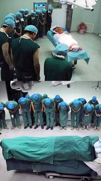 The medical staff of an organ-donation operation bow to pay tribute to a  young female organ donor who has saved multiple human lives., Medicine  requires humanity, and sometimes humanity is well ...
