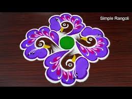 Simple Peacock Rangoli Designs Latest Peacock Kolam Designs With Color Rangavalli Youtub Rangoli Border Designs Rangoli Designs With Dots Rangoli Designs
