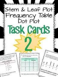 This Product Contains 24 Task Cards Dealing With Stem And Leaf Plots Frequency Tables And Dot Plots This Is Part 2 Of My Dot Plot Task Cards Frequency Table