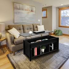 We love the metal legs and natural wood combination too. Lift Top Coffee Table With Hidden Storage Compartment Shelf Lift Tabletop Dining Table For Living Room 19 2 24 6in H Solid Wood Legs Black
