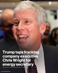 LATEST: President-elect Trump nominates Chris Wright, CEO of fracking  company Liberty Energy, to lead the Energy Department. Read more:  https://abcnews.link/yePyhE5