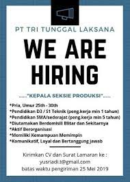 Maybe you would like to learn more about one of these? Lowongan Kerja Di Pt Tri Tunggal Laksana Blitar Info Blitar