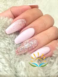 Squoval Nails In Baby Pink Decorated With Pink Glitter And Attached To A Light Pink Acrylic Nails Nails Design With Rhinestones Pretty Nail Designs Acrylics