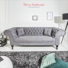 Der bezug ist in naturfarbenem stoff und die massivholzfüße in buche eichefarben. Chesterfield 3 Sitzer Sofa Paris 225cm Grau Mit 2 Kissen Federkern Chesterfield Mobel Englische Mobel Sofa