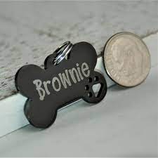 Personalized Small Dog Tag With Cutout Dog Paw Dog Bone Tag Etsy Dog Bone Dog Tags Small Dogs