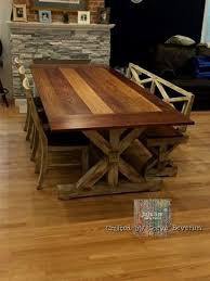 Farmhouse Dining Table Large Design This Beautiful Set Is Pictured With A Red Oak Top Farmhouse Table With Bench Farm Table With Bench Farmhouse Table Plans