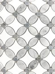 This collection follows the trend of the market and makes the perfect backsplash, for both modern and vintage looks. White Gray Marble Flower Mosaic Tile Backsplash Com Grey Mosaic Tiles Mosaic Tile Bathroom Floor White Mosaic Tiles