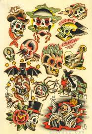 Traditional Tattoo Flash Print 2011 Skulls By Ezrahaidettattooer Flash Tattoo Traditional Skull Traditional Tattoo