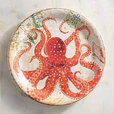 Otto The Octopus Melamine Salad Plate Plates Patterned Dishes Salad Plates