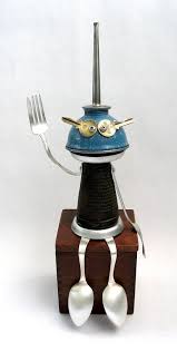 Taylor Found Object Robot Assemblage Sculpture By Brian Marshall Robot Sculpture Robot Art Recycled Robot
