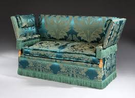 Cherrywood veneer with fine biedermeier birch commode. Antiques Knole Sofa Settee Damask