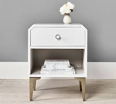 Nutmeg matte black accent end table or modern side table with tray top shelves and metal frame Avalon Kids Nightstand Pottery Barn Kids