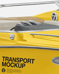 Download Sea Boat 24 Ft Mockup Half Side View In Vehicle Mockups On Yellow Images Object Mockups PSD Mockup Templates