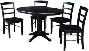 International Concepts 36 Round Extension Dining Table With 4 Madrid Chairs Black Home Kitchen Extension Dining Table Luxury Dining Tables Dining Table