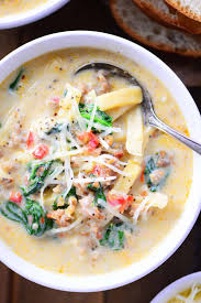 This filling soup is packed with healthy veggies and savory sausage, and it's a great way to use up extra kale, spinach, or escarole. Italian Sausage Soup Recipe The Gunny Sack