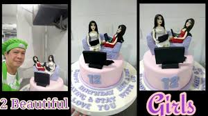 Try new geek cake designs. How To Make 3d 2 Beautiful Laptop Girl Birthday Cake Topper Youtube