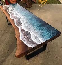 These Artists Create Mesmerizing Tables That Look Like They Re Being Washed By An Ocean Wave In 2020 Resin Table Resin Furniture Coffee Table