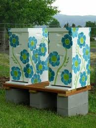 Happy Hives Stephanie Gentry Mosaics Painted Bee Hives Honey Bee Hives Bee Boxes