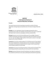 Unesco International Charter Of Physical Education And Sport 21 November 1978 Unesco Digital Library