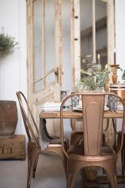 Farmhouse Dining Table Mixed With Copper Industrial Chairs Frillspace Inspirations Industrial Dining Chairs Home Decor Dining Chairs