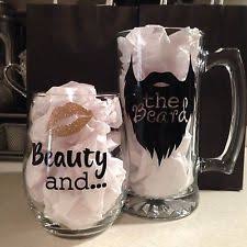 New Beauty And The Beard Wine Glass Beer Mug Set Diy Wine Glass Painted Wine Glasses Wedding Wine Glasses