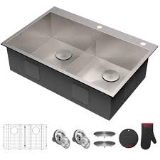 Maybe you would like to learn more about one of these? 33 Drop In 16 Gauge Stainless Steel 50 50 Double Bowl Kitchen Sink