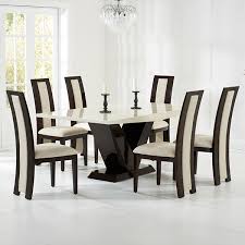 Baxton studio reneau fabric and wood dining chairs in gray and brown set of 4. Vienna Cream And Brown Marble Dining Set With Chairs Robson Furniture