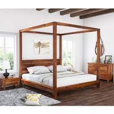 Four corners with rope，easy to distinguish direction，you can use hooks install the canopy easily into the ceiling or hang it from the corners of. Osteen Contemporary Style Solid Wood Low Height Platform Canopy Bed