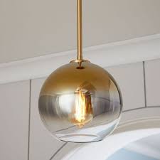 West Elm Sculptural Glass Globe Pendant Metallic Ombre Medium Gold 11 Diameter 3 For Above The Island Glass Globe Pendant Glass Globe Globe Pendant