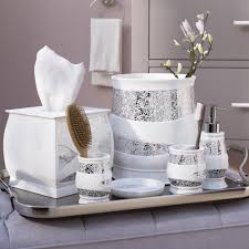 The olive green tile blends seamlessly with the bright white above, creating some depth but still incorporating the perfect amount of traditional flair. Willa Arlo Interiors Irie 6 Piece White Silver Bathroom Accessory Set Reviews Wayfair