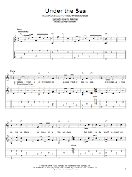 Under The Sea Sheet Music Alan Menken Solo Guitar