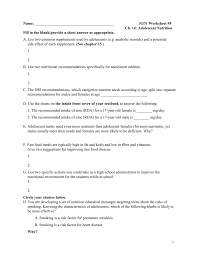 Worksheet For Adolescence Chapter 14