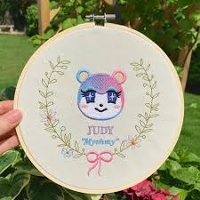 Animal Crossing Judy Fan Art Embroidered Frame Wall Etsy In 2021 Animal Crossing Fan Art Animal Crossing Frames On Wall