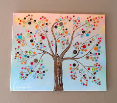 Button Tree: a beautiful canvas project full of vibrant colors