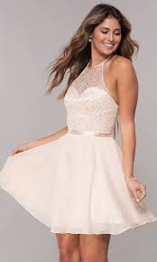 High Neck Embroidered Halter Homecoming Dress Promgirl Homecoming Dresses Dresses Halter Homecoming Dress